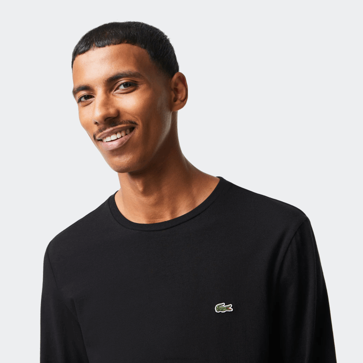 homens Lacoste preto 031 camiseta de jérsei de algodão pima decote careca 08D0690