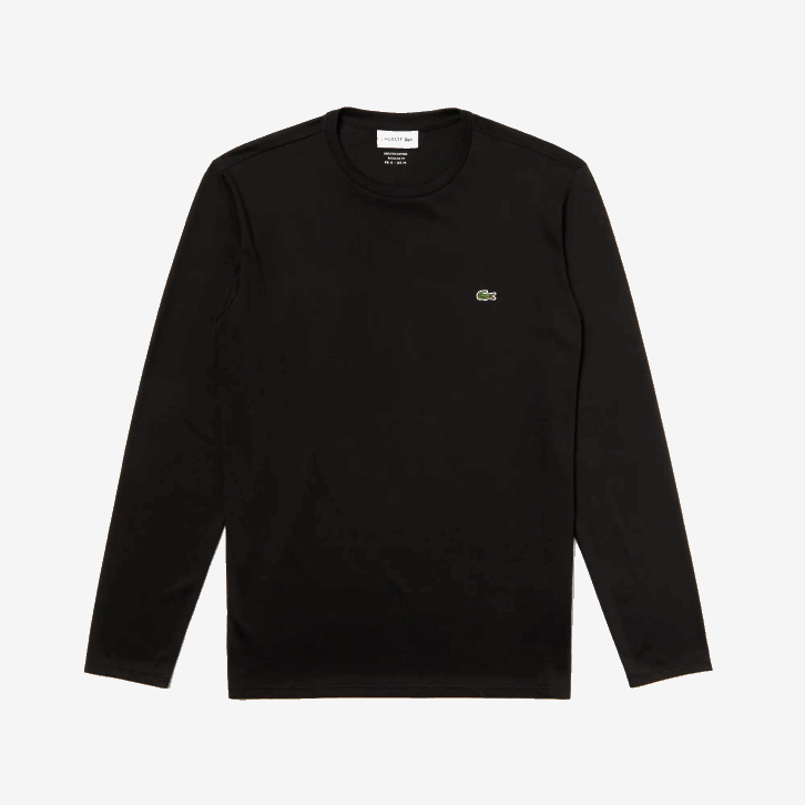 homens Lacoste preto 031 camiseta de jérsei de algodão pima decote careca 08D0690