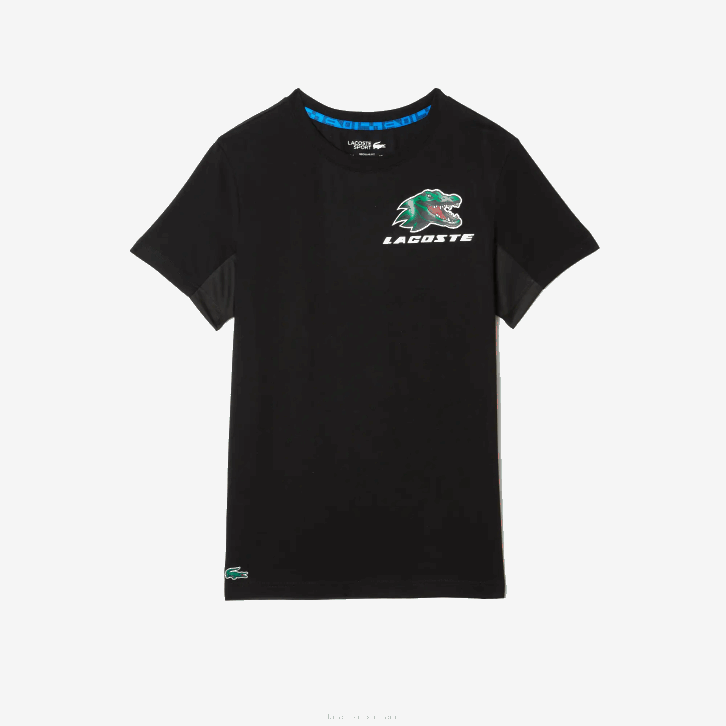 homens Lacoste preto 031 camiseta esportiva com estampa de crocodilo 08D0682