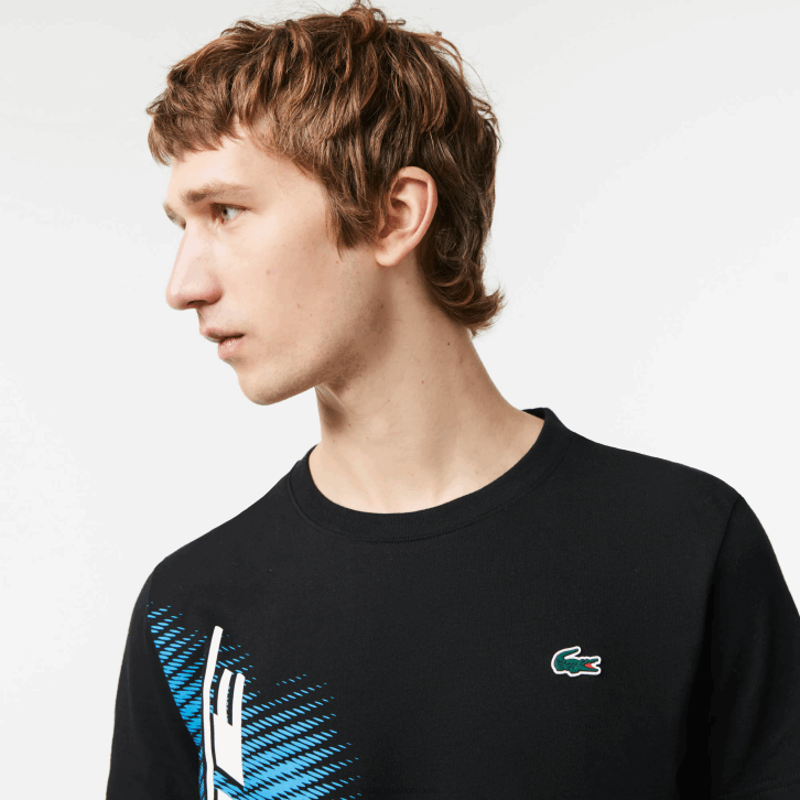 homens Lacoste preto 031 camiseta esportiva regular fit com marca contrastante 08D092