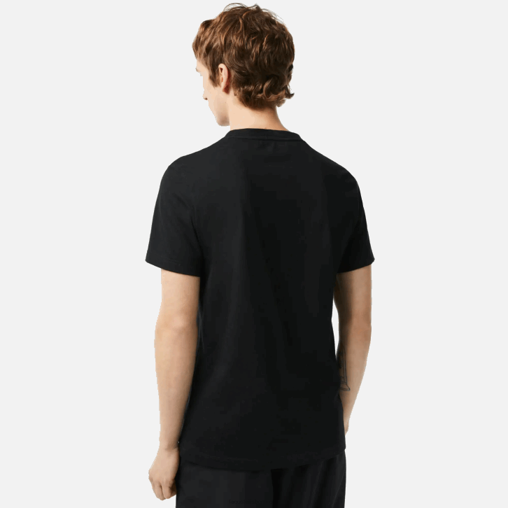 homens Lacoste preto 031 camiseta esportiva regular fit com marca contrastante 08D092