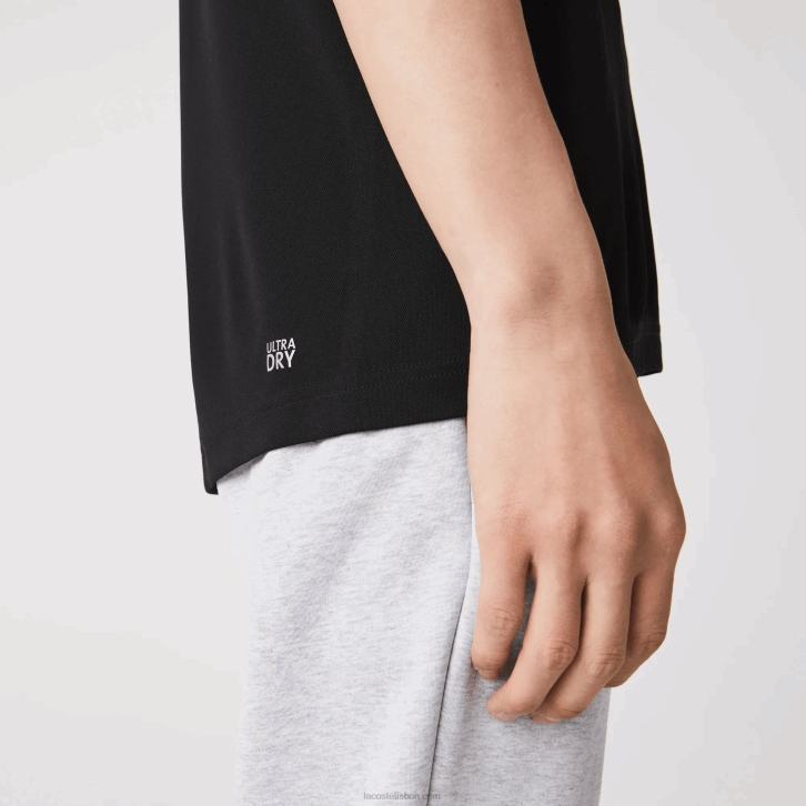 homens Lacoste preto 031 camiseta esportiva respirável piquê 08D0672