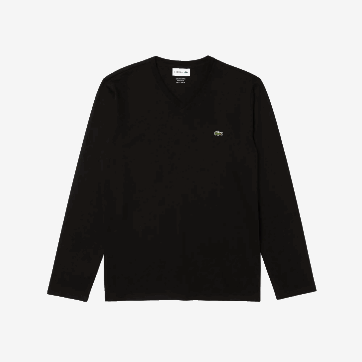 homens Lacoste preto 031 camiseta leve de algodão pima com decote em v 08D0676