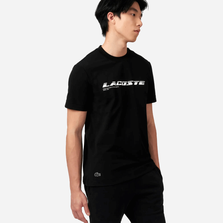 homens Lacoste preto 031 camiseta piquê de marca regular fit 08D0560