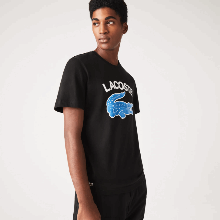 homens Lacoste preto 031 camiseta regular fit xl com estampa de crocodilo 08D0569