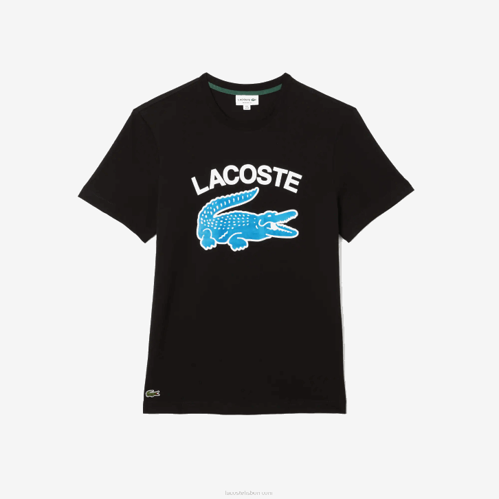 homens Lacoste preto 031 camiseta regular fit xl com estampa de crocodilo 08D0569