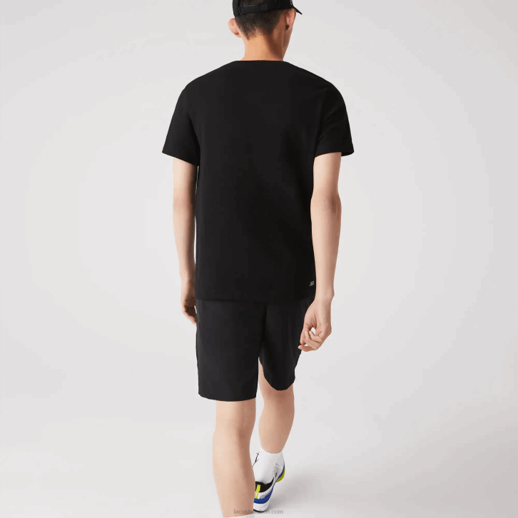 homens Lacoste preto azul 985 camiseta esportiva respirável de crocodilo com estampa 3d 08D0836