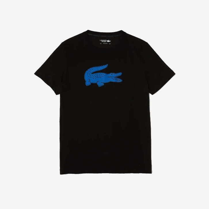 homens Lacoste preto azul 985 camiseta esportiva respirável de crocodilo com estampa 3d 08D0836