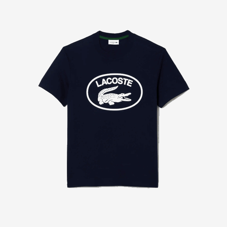 homens Lacoste preto/branco t-shirt de algodão de marca tom sobre tom de ajuste relaxado 08D0147