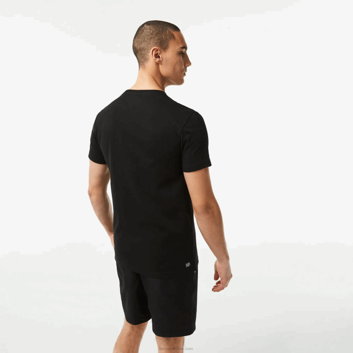 homens Lacoste preto vermelho bzj camiseta esportiva respirável de crocodilo com estampa 3d 08D099