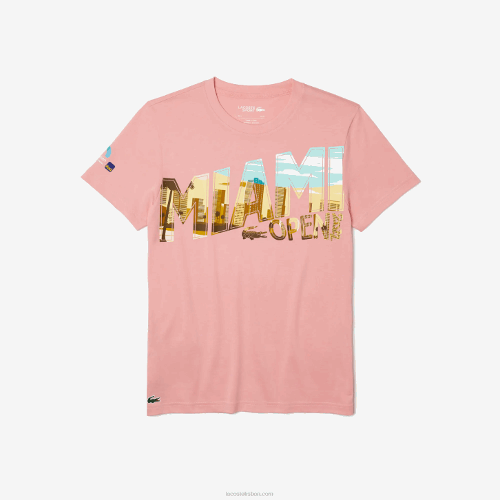 homens Lacoste rosa 5vg camiseta estampada miami open miami 08D0890