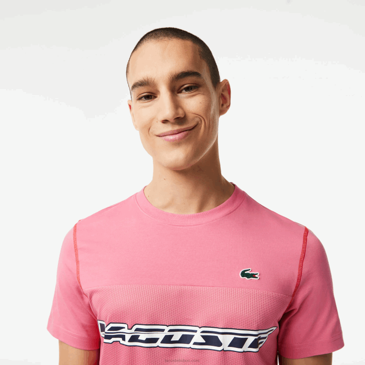homens Lacoste rosa vermelho azul c1y camiseta tênis x daniil medvedev 08D024