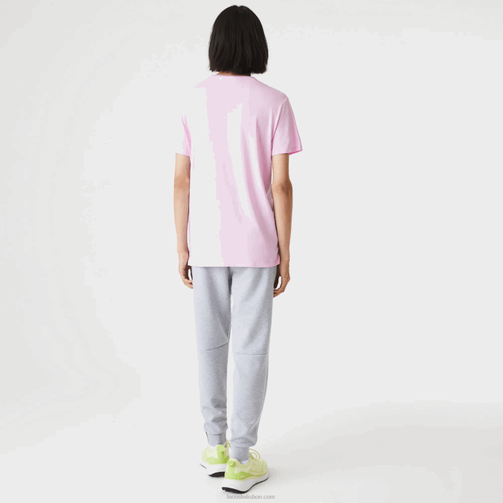 homens Lacoste rosa z4h camiseta de jérsei de algodão pima decote careca 08D0824