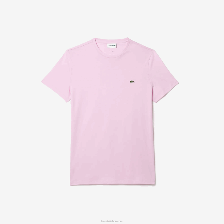 homens Lacoste rosa z4h camiseta de jérsei de algodão pima decote careca 08D0824