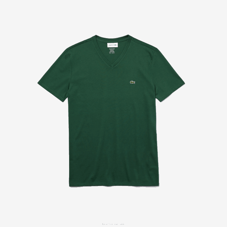 homens Lacoste verde 132 camiseta de jérsei de algodão pima com decote v 08D0679