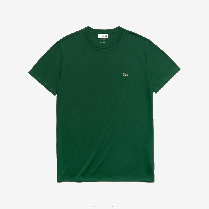 homens Lacoste verde 132 camiseta de jérsei de algodão pima decote careca 08D0618
