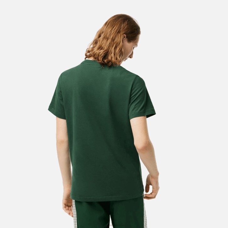 homens Lacoste verde 132 camiseta estampada em jersey de algodão 08D065