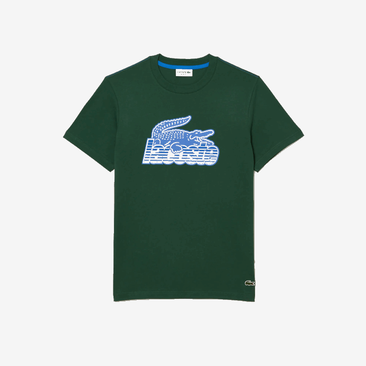 homens Lacoste verde 132 camiseta estampada em jersey de algodão 08D065