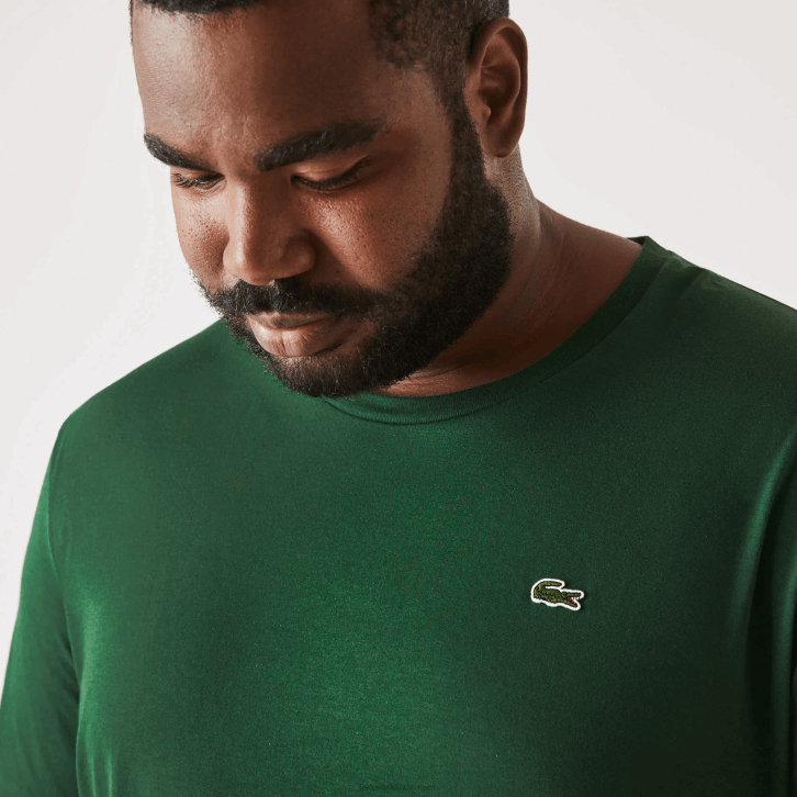 homens Lacoste verde 132 t-shirt de jérsei de algodão xl gola redonda 08D0832