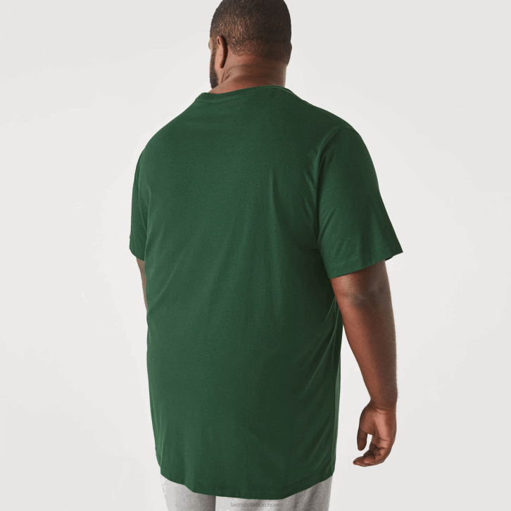 homens Lacoste verde 132 t-shirt de jérsei de algodão xl gola redonda 08D0832