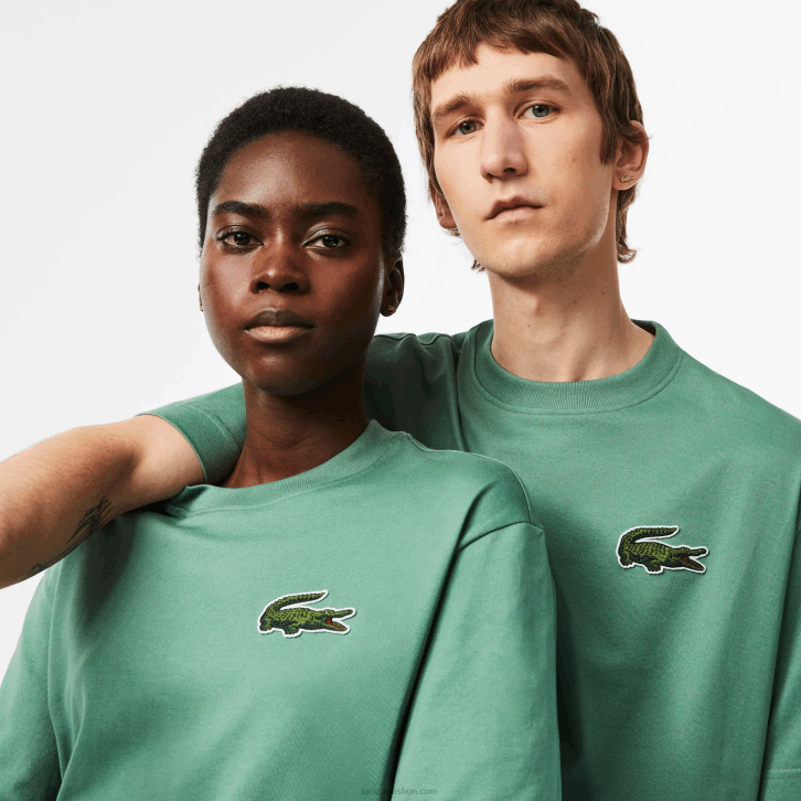 homens Lacoste verde caqui kx5 t-shirt de algodão orgânico de crocodilo de ajuste solto 08D0125