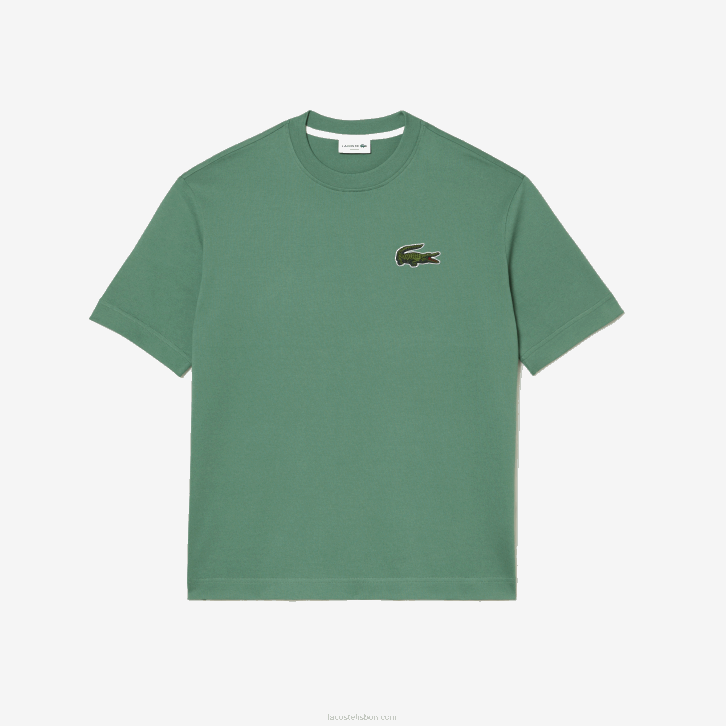 homens Lacoste verde caqui kx5 t-shirt de algodão orgânico de crocodilo de ajuste solto 08D0125