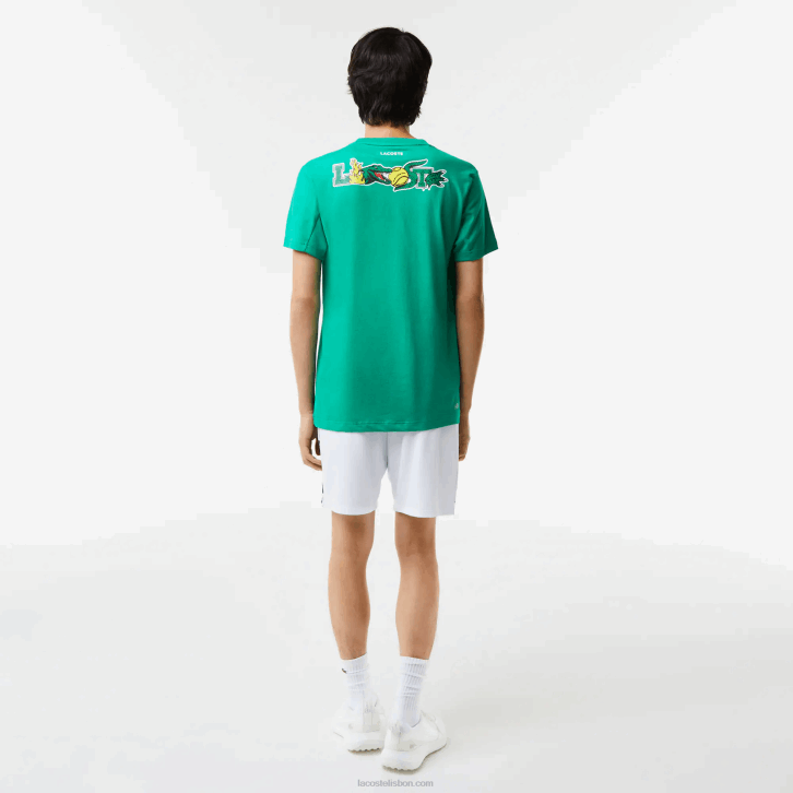 homens Lacoste verde hd2 camiseta esportiva com estampa de crocodilo 08D0683
