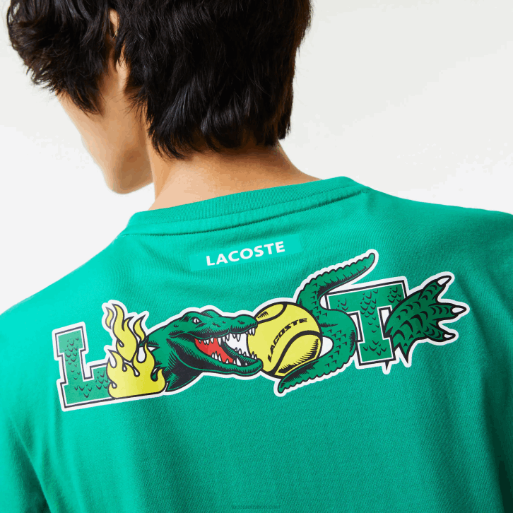 homens Lacoste verde hd2 camiseta esportiva com estampa de crocodilo 08D0683