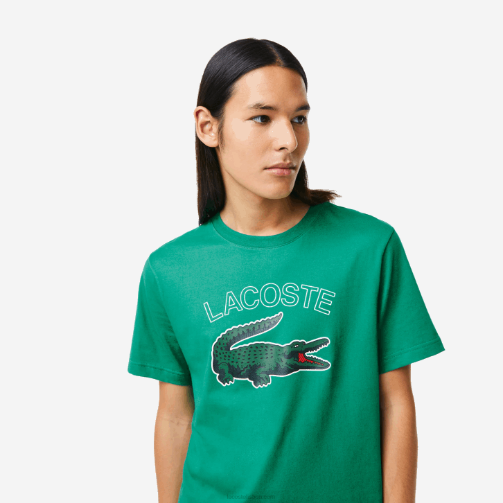 homens Lacoste verde hd2 camiseta esportiva com estampa de crocodilo 08D0842