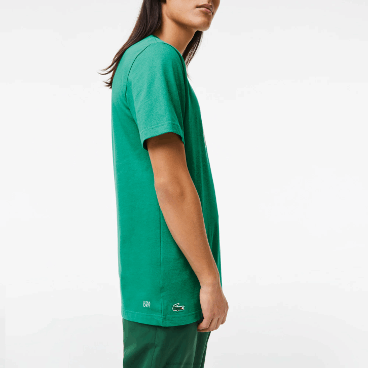 homens Lacoste verde hd2 camiseta esportiva com estampa de crocodilo 08D0842