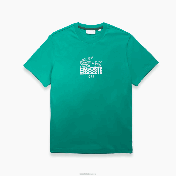 homens Lacoste verde hd2 t-shirt de algodão com marca de crocodilo 08D01582