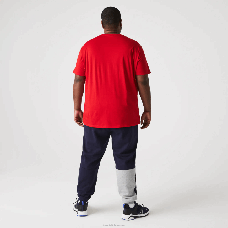 homens Lacoste vermelho 240 camiseta de jérsei de algodão pima com decote v 08D0617