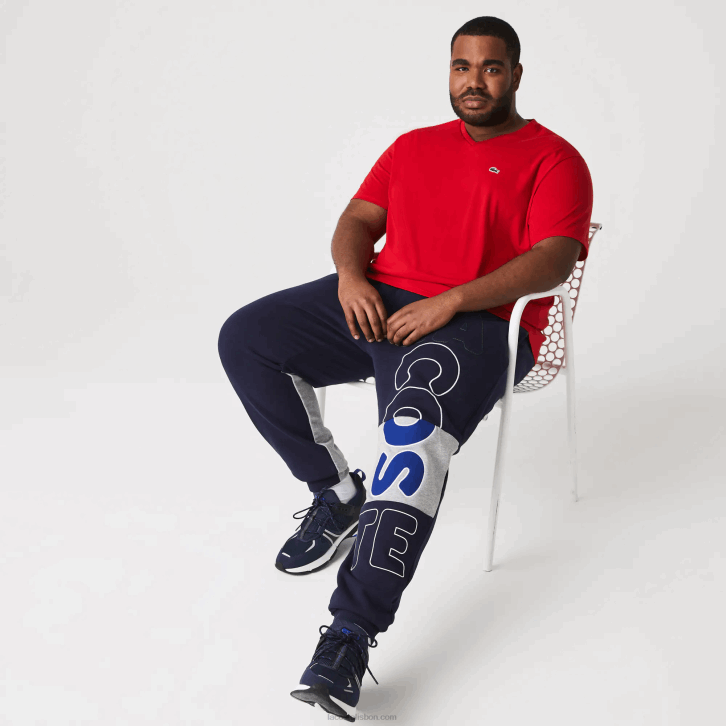homens Lacoste vermelho 240 camiseta de jérsei de algodão pima com decote v 08D0617