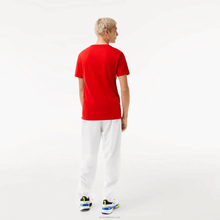 homens Lacoste vermelho 240 camiseta estampada sport x novak djokovic 08D0604