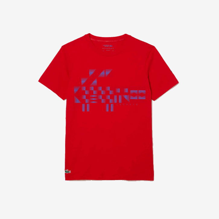 homens Lacoste vermelho 240 camiseta estampada sport x novak djokovic 08D0604