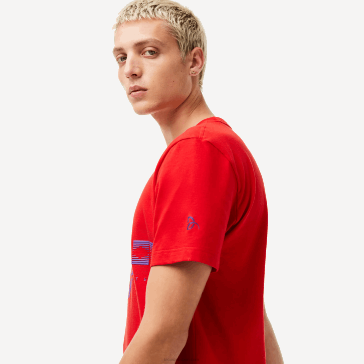 homens Lacoste vermelho 240 camiseta estampada sport x novak djokovic 08D0604