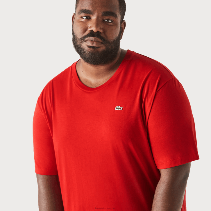 homens Lacoste vermelho 240 xl regular fit pima camiseta de jérsei de algodão 08D0729
