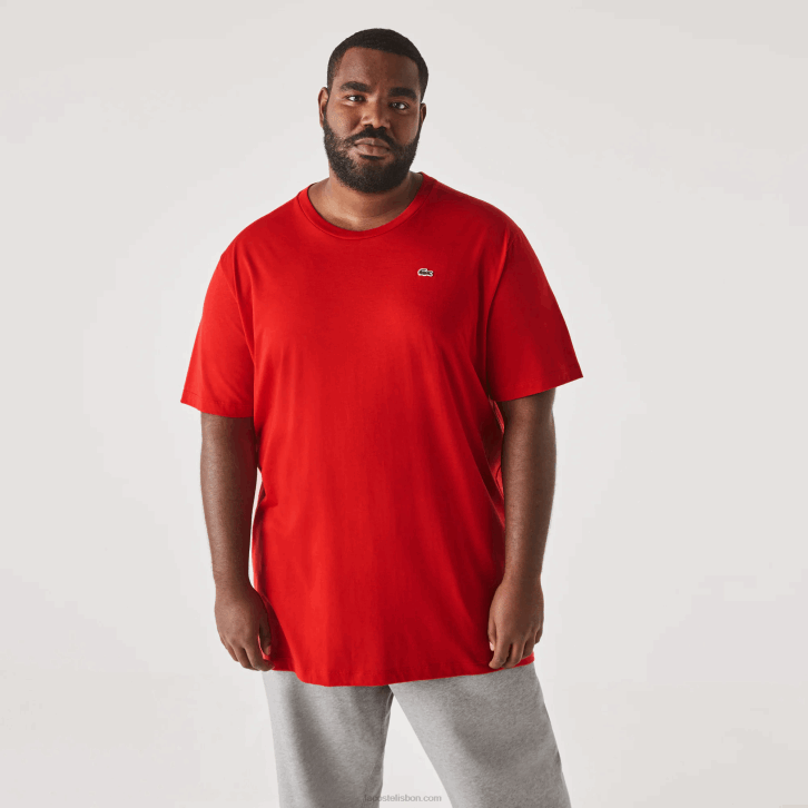 homens Lacoste vermelho 240 xl regular fit pima camiseta de jérsei de algodão 08D0729