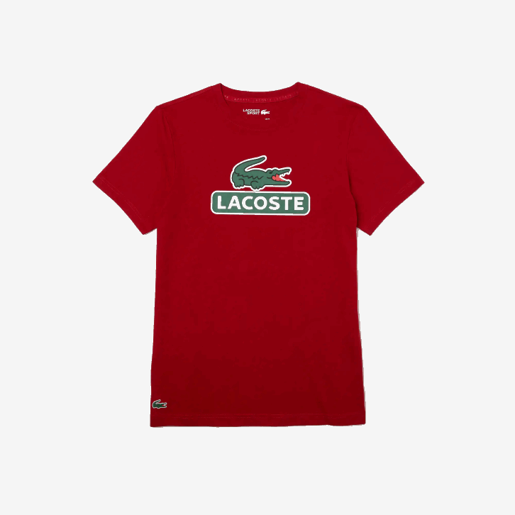homens Lacoste vermelho 5sx camiseta respirável com estampa esportiva 08D0930