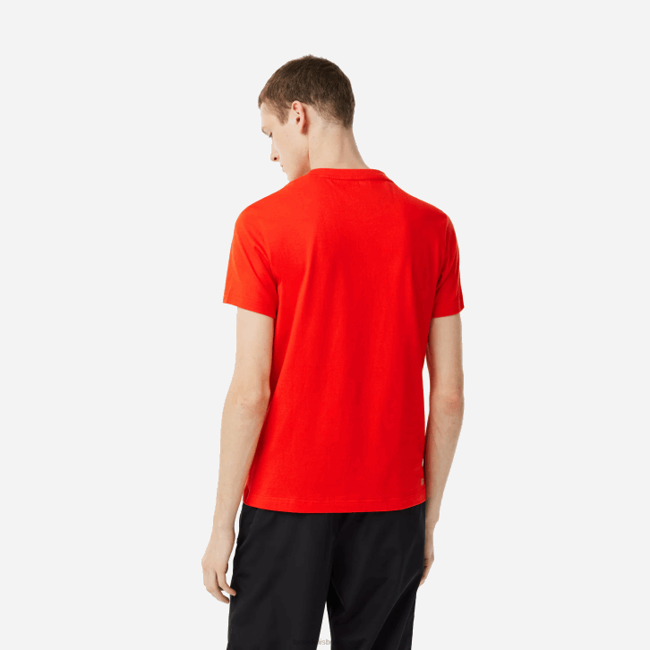 homens Lacoste vermelho s5h camiseta esportiva regular fit com marca contrastante 08D0222
