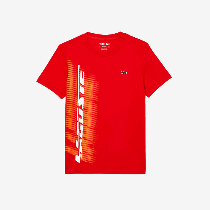 homens Lacoste vermelho s5h camiseta esportiva regular fit com marca contrastante 08D0222