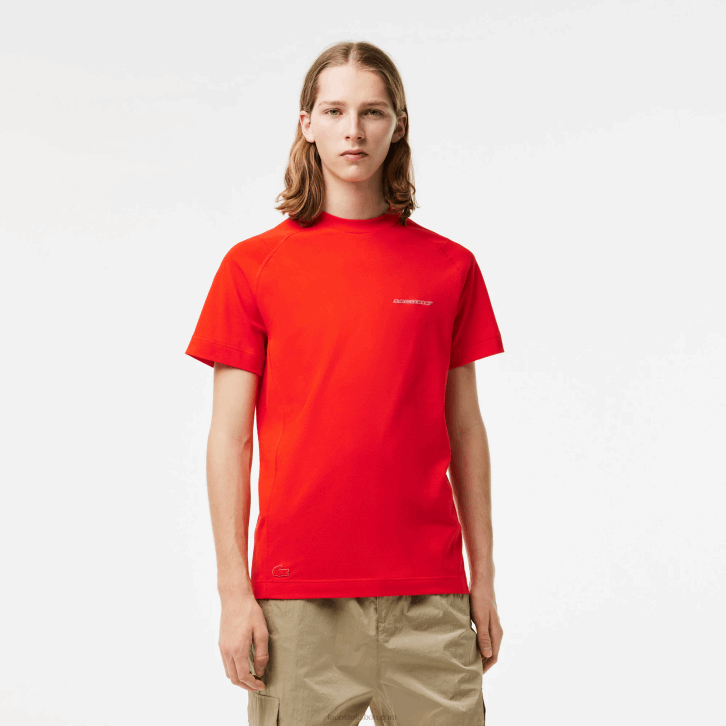 homens Lacoste vermelho s5h t-shirt em piquê de algodão orgânico slim fit 08D0121