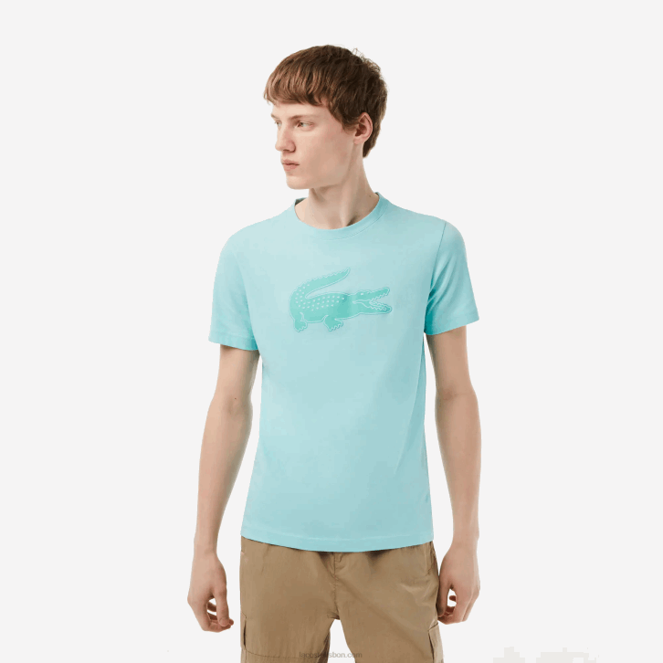 homens Lacoste zki verde claro camiseta esportiva respirável de crocodilo com estampa 3d 08D086