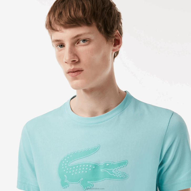 homens Lacoste zki verde claro camiseta esportiva respirável de crocodilo com estampa 3d 08D086
