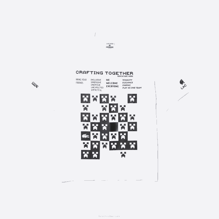 homensbranco 001 camiseta lacoste x minecraft solta em algodão orgânico 08D0853