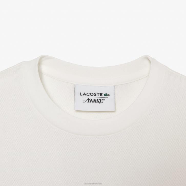 homensbranco 70v camiseta piquê de algodão com logo lacoste x wake ny 08D0893