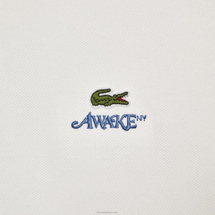 homensbranco 70v camiseta piquê de algodão com logo lacoste x wake ny 08D0893