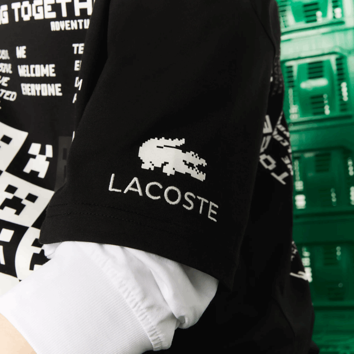 homenspreto 031 camiseta lacoste x minecraft solta em algodão orgânico 08D0852