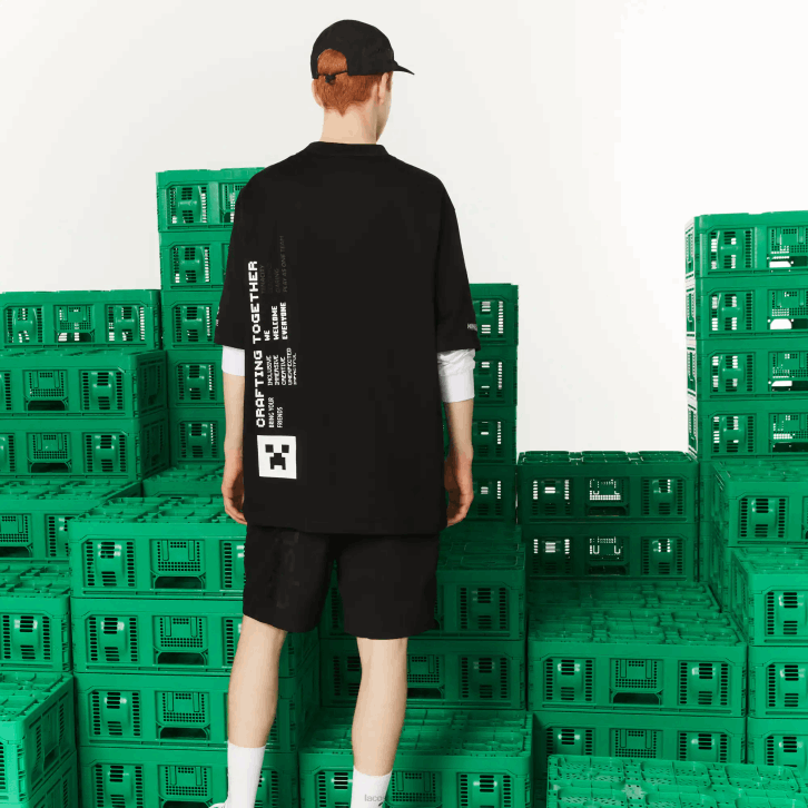 homenspreto 031 camiseta lacoste x minecraft solta em algodão orgânico 08D0852