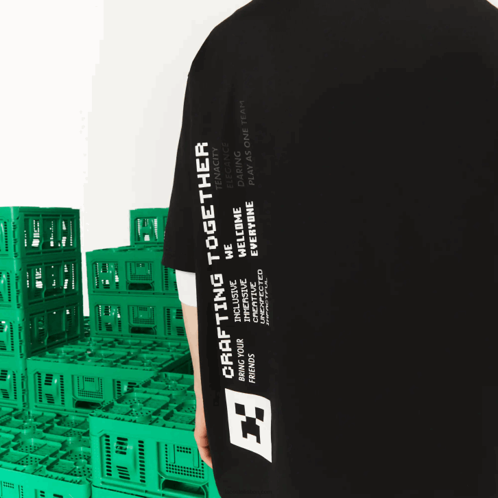 homenspreto 031 camiseta lacoste x minecraft solta em algodão orgânico 08D0852